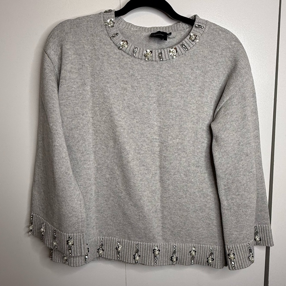 Cliche Embellished Gray Women's Sweater Medium